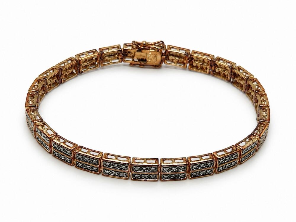 925 Sterling Silver Gold Plated Double Row Tennis Bracelet 7.5